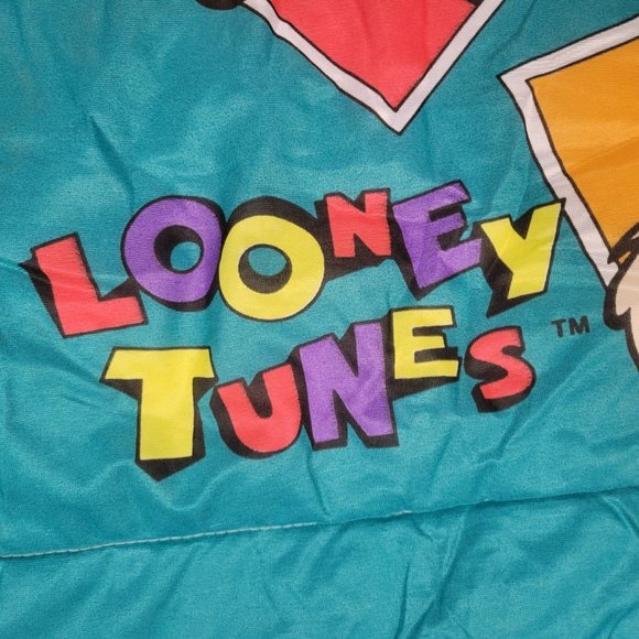 Vintage 90s Warner Bros Looney Tunes Sleeping Bag 1993 Bugs Taz Daffy Yosemite - Picture 12 of 15